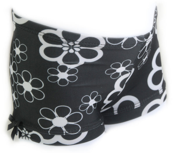 Black Floral Girls Spandex Shorts