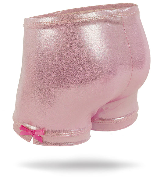 Carnation Pink Shimmer Girls Spandex Shorts