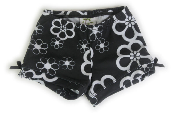 Black Floral Girls Spandex Shorts