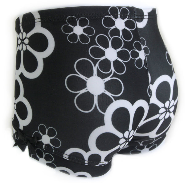 Black Floral Girls Spandex Shorts